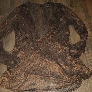 New York & Co see through bronze top sz M